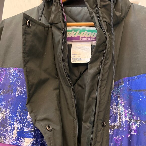 Vintage '90s Women's One-pc Ski-Doo Snow Suit, Black, Size M - Picture 2 of 7